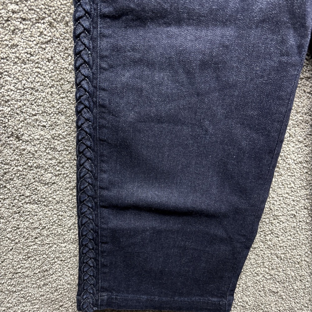 Judy Blue Wide Leg Denim Jeans‎ Women's 11/30x25 Cropped Blue Braided Sides NWOT - Picture 3 of 14